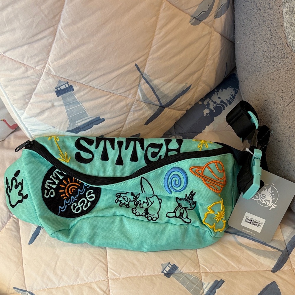 Disney Stitch Turquoise Embroidered Fanny Pack Bag